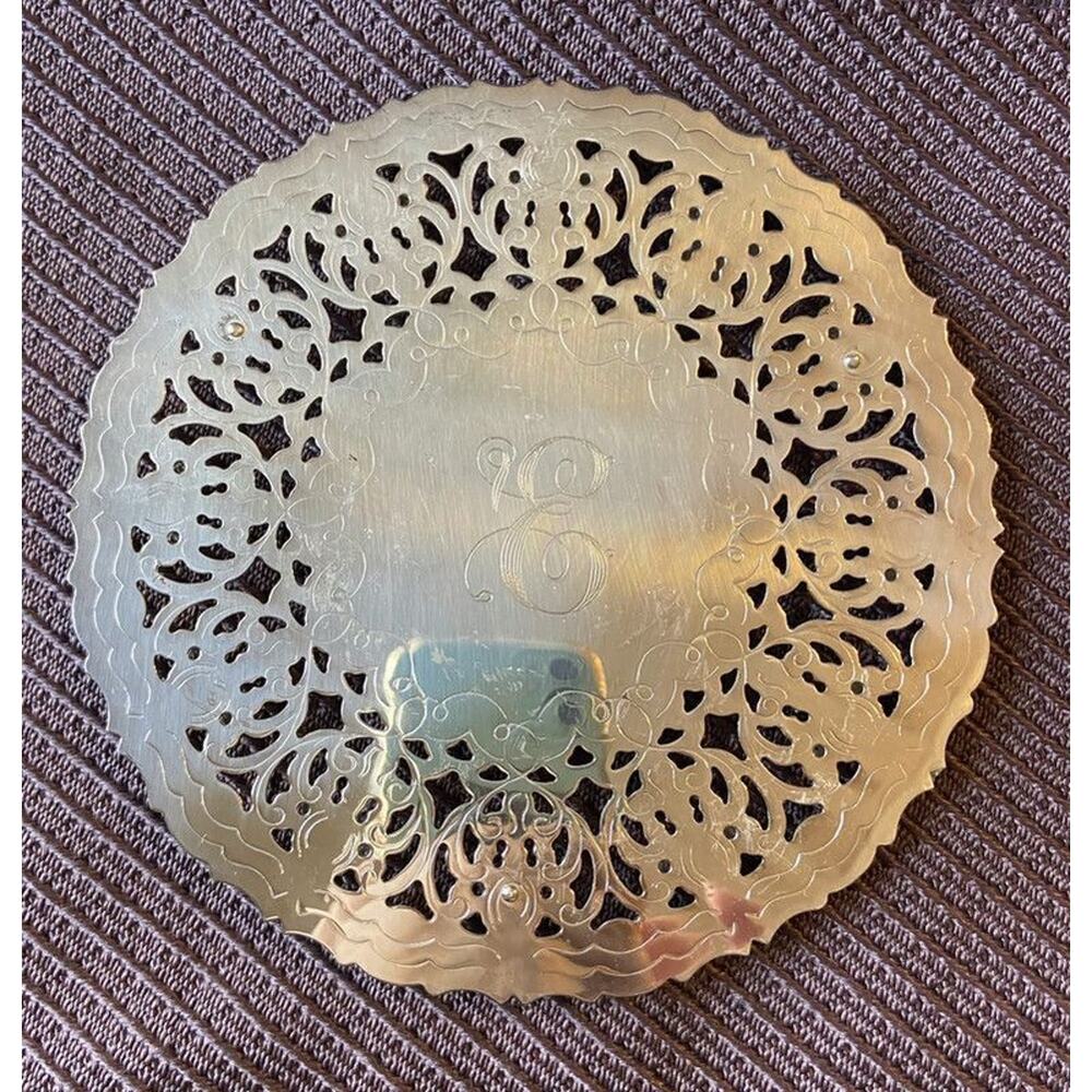 Vtg William Adams WA Silverplate Trivet Italy Ornate Design MidCentury Hot Plate